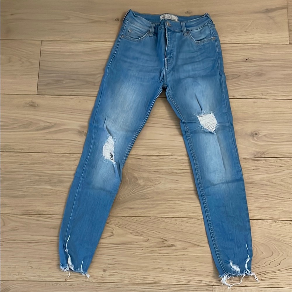 Free People shark bite denim distressed skinny jeans